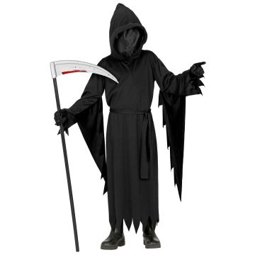 Svart kappa för pojkar med ansiktslös mask och bälte