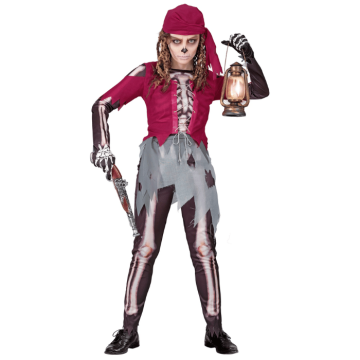 Skelettpiratflickkostym för barn