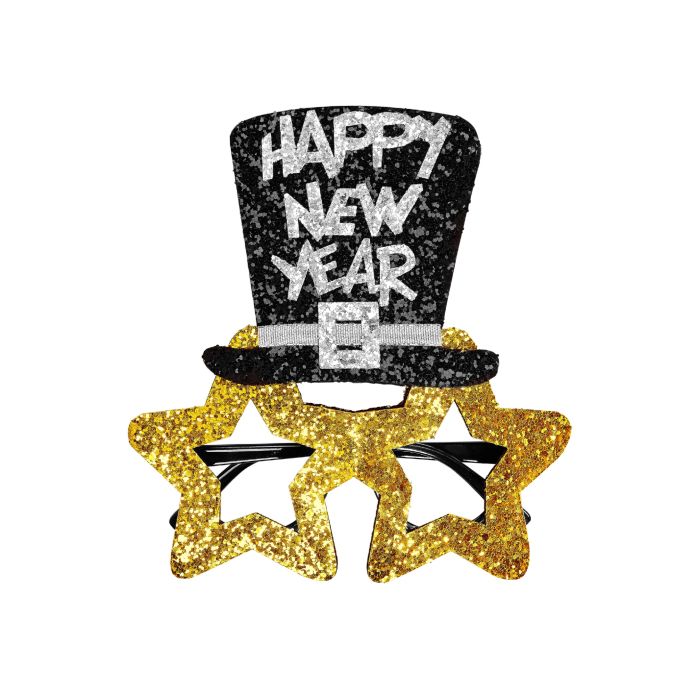 Nyårs guldstjärnglasögon happy new year