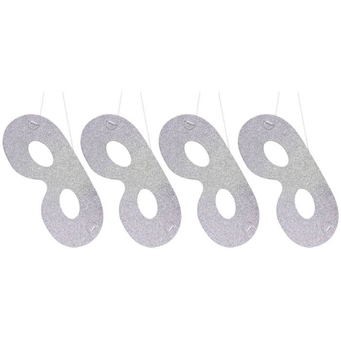Silverglitter ögonmask 4x - 21x7,5 cm