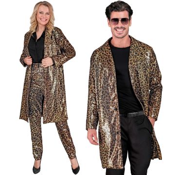 Guldig paljettkappa med leopardmönster