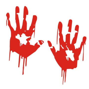 Blodiga händer halloween klistermärke