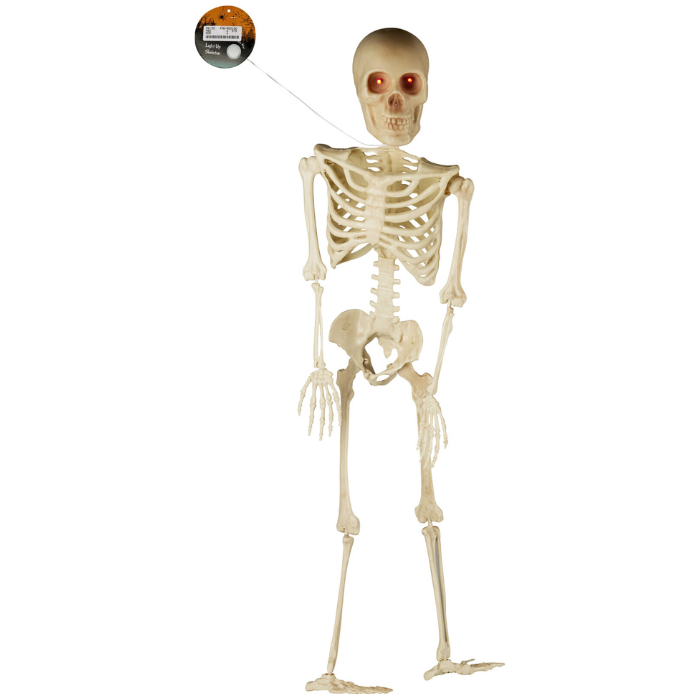 Halloween skelett med lysande ögon 91 cm