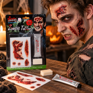 Zombie falska tatueringar med blod