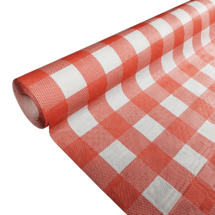 Röd/vit rutig pappersduk - 1,19x8 meter