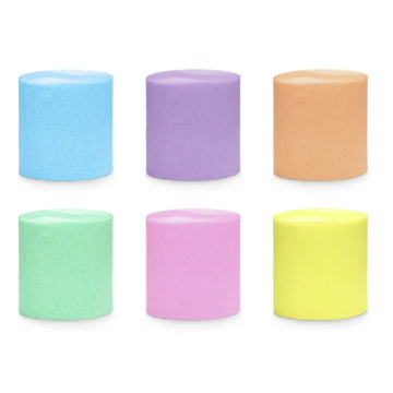 Pastellfärgad crepe serpentiner mix 6x - 10 meter