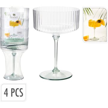 Cocktailglas 4 st. i coupeform med ljusgrön stilk