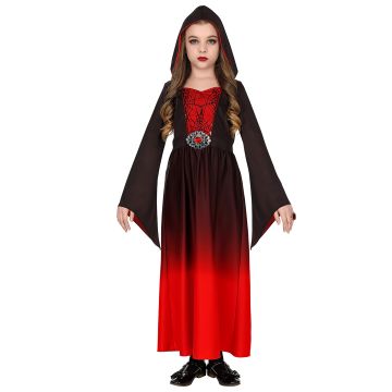 Gothic Lady kostym i röd för tjejer