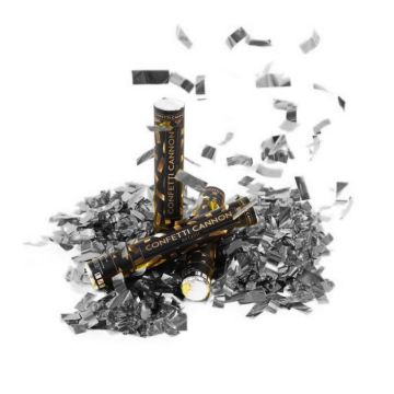 Silver konfettirör 40 cm PartyVikings - Metallisk Rektangulär