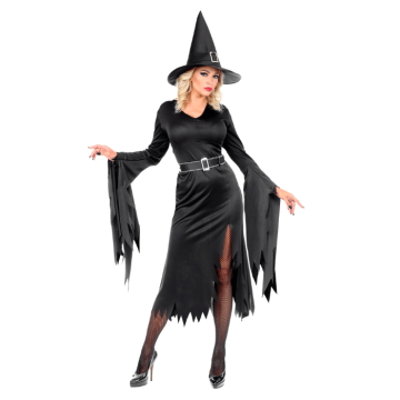 Svart häxhalloweenkostym för kvinnor