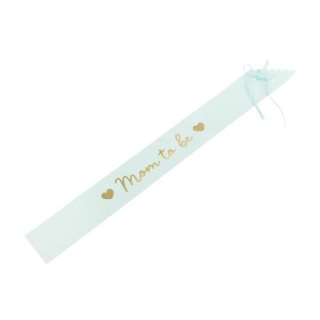 Ljusblå Mom to Be babyshower papper snörband - 75 cm