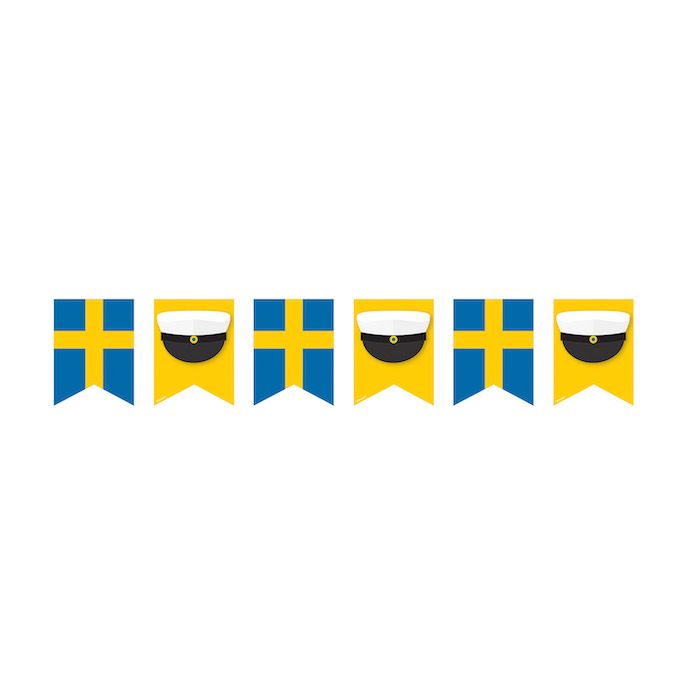 Svensk student flaggirland - 20 cm x 4 meter