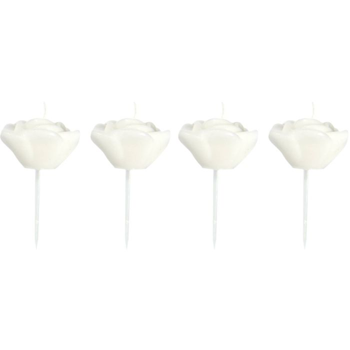 Vita rosformade ljus 4x