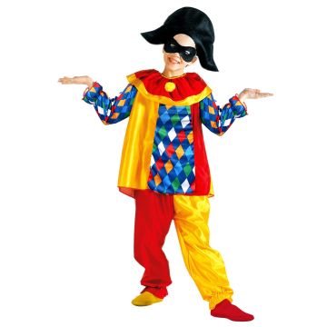 Harlekin-kostym med mask för barn