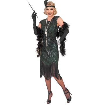 Flapper Gatsby-klänning för damer, grön