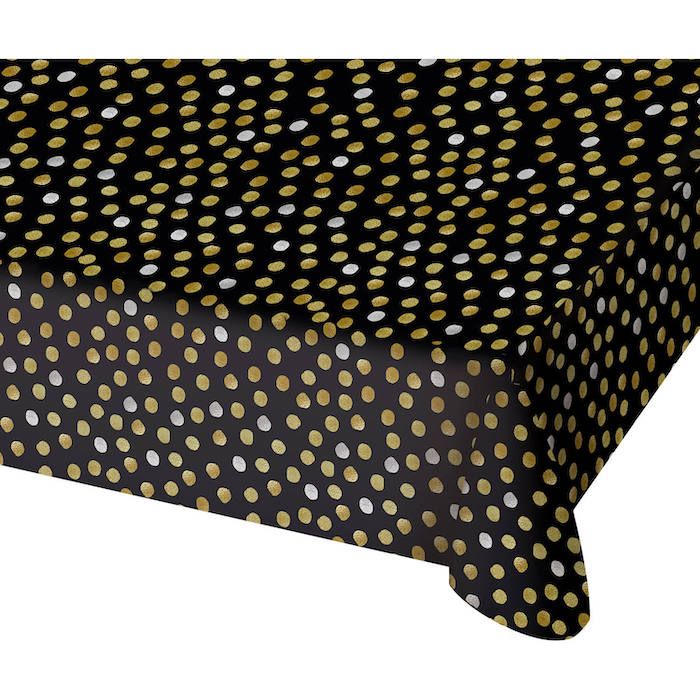 Svart duk med guld- och silverprickar - 130x180 cm
