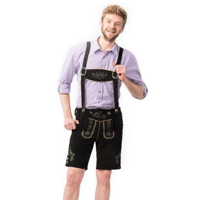 Tyroler lederhosen byxor Gustav kort svart