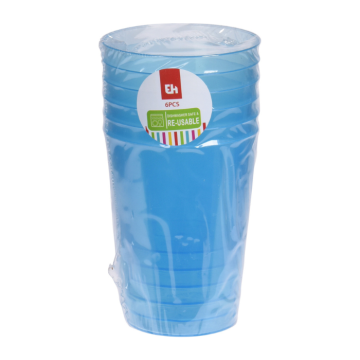 280 ml dricksglas 6x hård plast flerfärgad återanvändbar