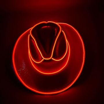 Rolig cowboy rave-hatt med LED Röd