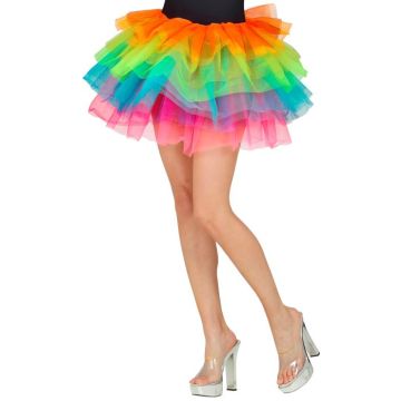 Neon Regnbågsfärgad Tyllkjol - 45 CM