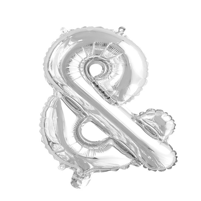 & tecken folieballong metallisk silver 41 cm 