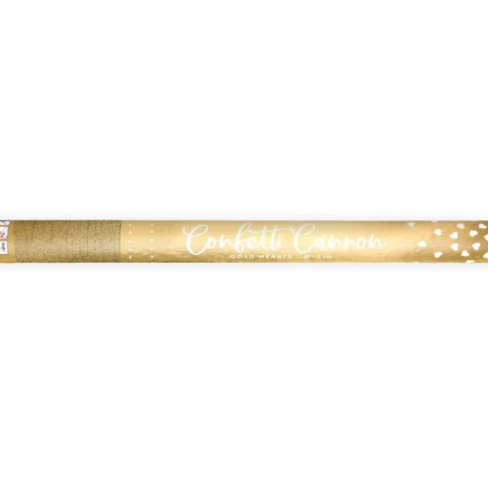Konfettirör med hjärtan guld - 60 cm