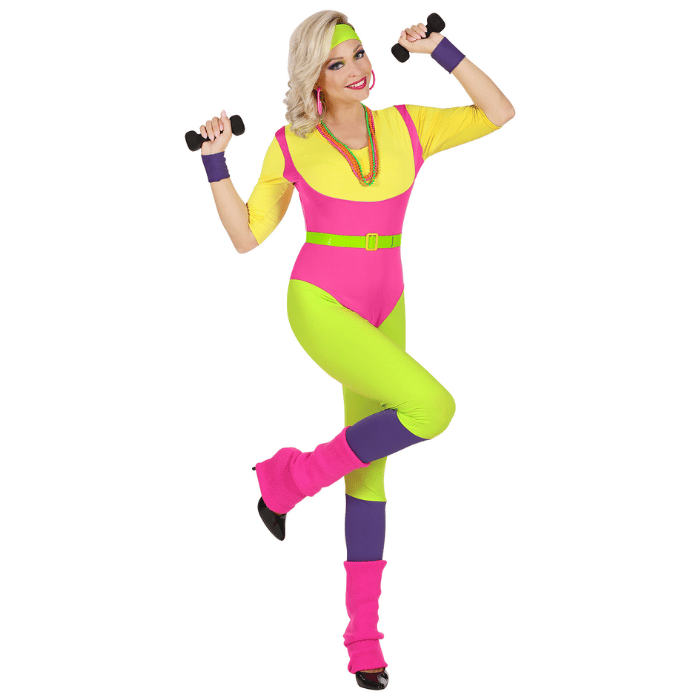 Retro kvinnlig aerobicsinstruktör kostym