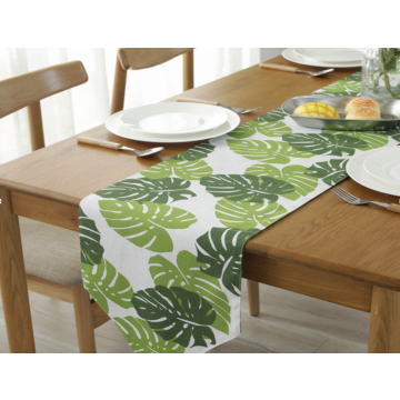 Bordsduk med monstera blad - 30x183 cm