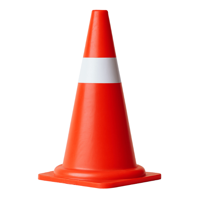 Orange kon med vit rand - 50 cm