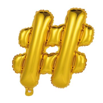 Hashtag # folieballong i metallisk guld 41 cm 