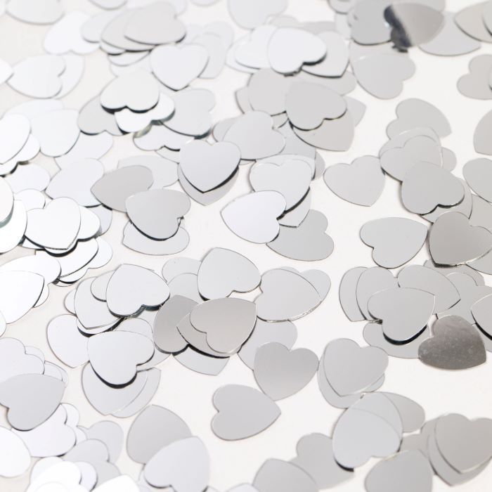 Silverfärgad hjärtformad bordsconfetti - 14 g