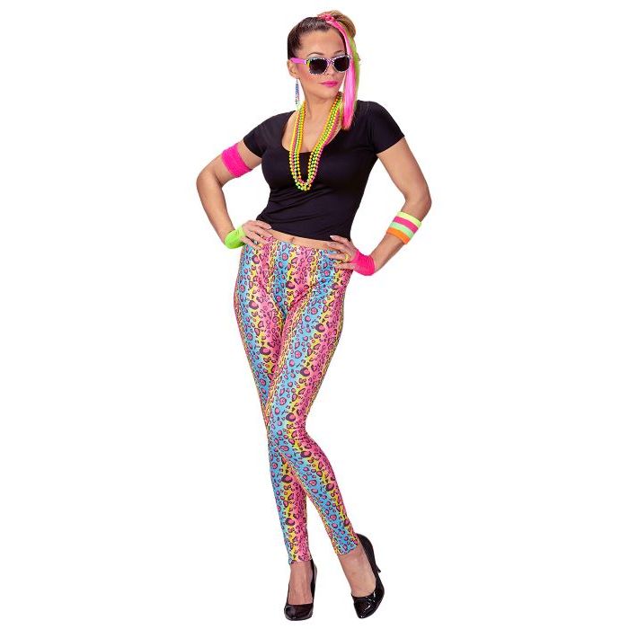 80-tals regnbågsfärgade leopard leggings