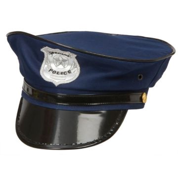 Blå polis-hatt justerbar onesize