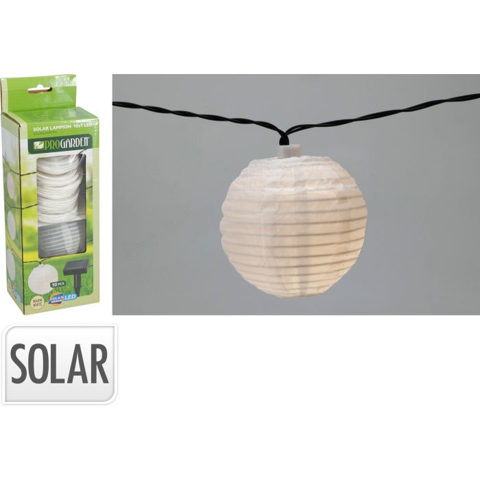 Solcellslampioner vita 10 st. med varmhvit LED