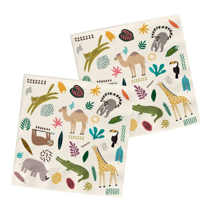 Servetter med zoo motiv 20x - 33x33 cm