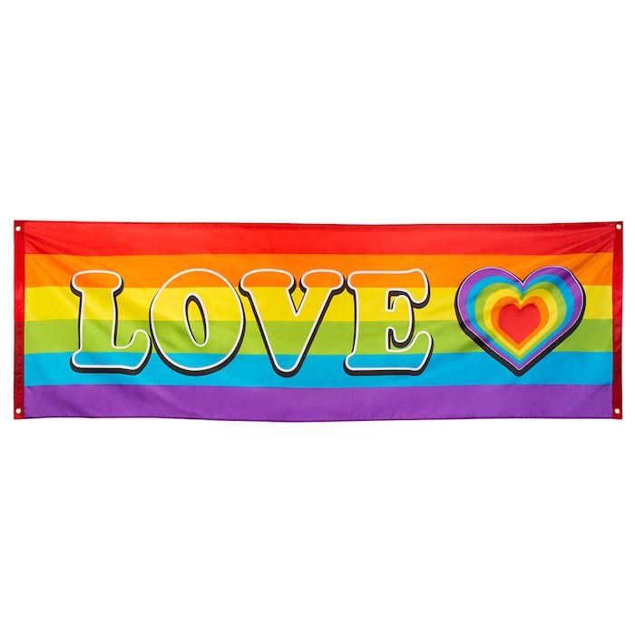 "Love" regnbågsbanner - 74x220 cm