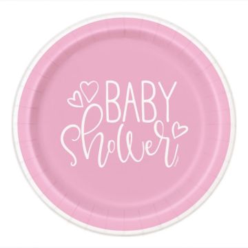 Babyshower papptallrikar rosa flicka 8x