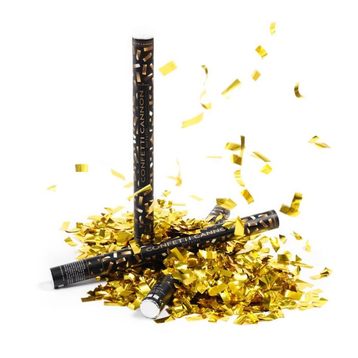 Guld konfettirör 60 cm PartyVikings - Metallic Rektangulär        