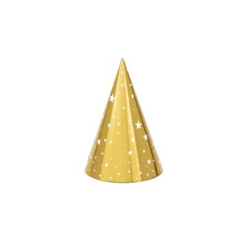 Festhattar med stjärnor guld 6x - 16 x 10 cm