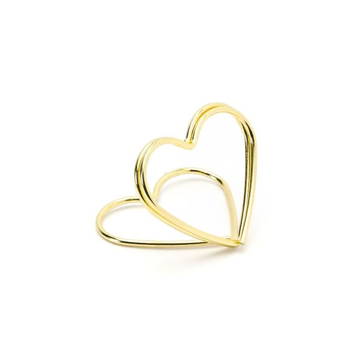 Guld-färgade hjärt-bordskorthållare 10x - 2,5 cm