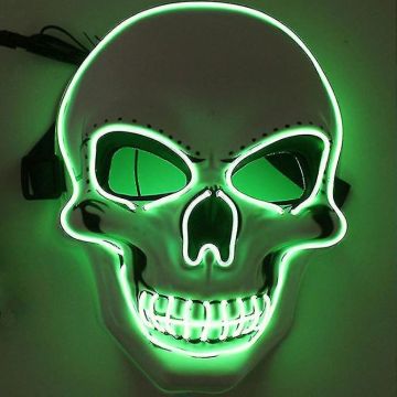 Skrämmande halloween LED-mask - Grönt skalle
