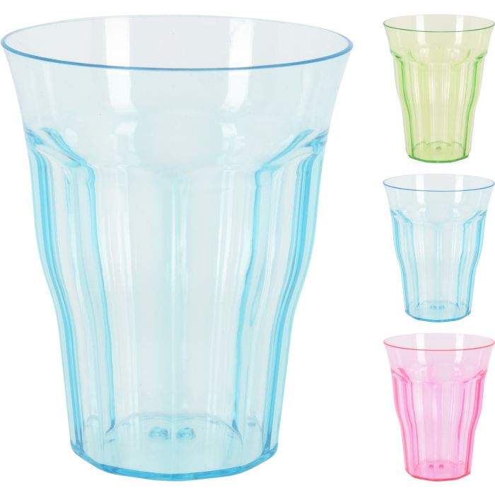Dricksglas i plast med fascetdesign 340 ml