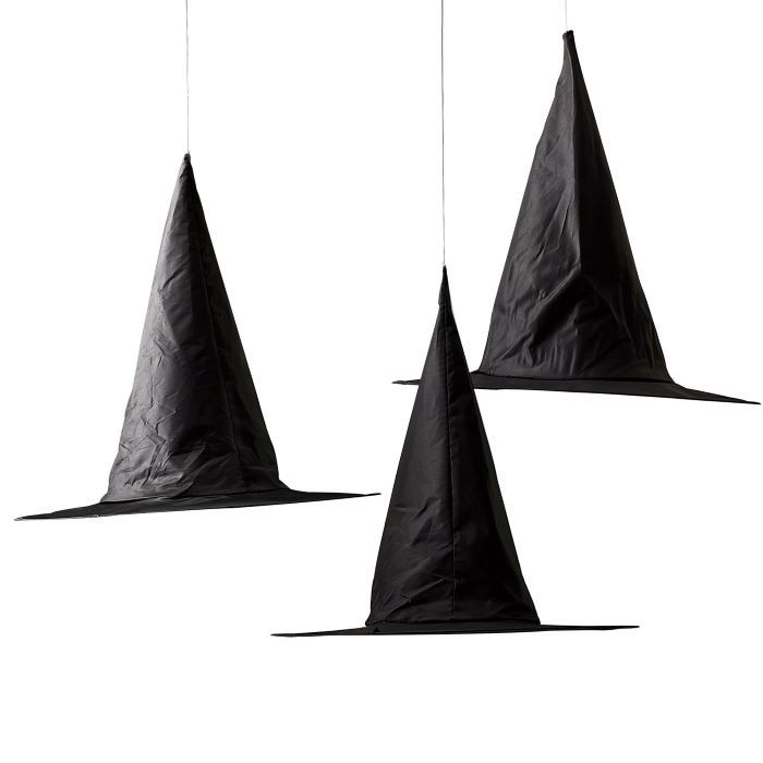 Svart hängande häxhat dekoration 3x - 50 cm