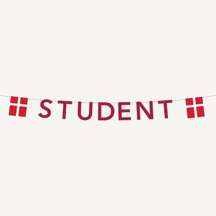 Röd studentgirlang med flaggor 0,27X4 m
