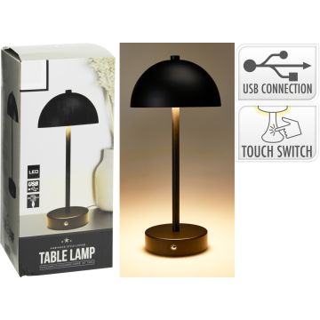Uppladdningsbar bordslampa i svart metall ca. 31 cm