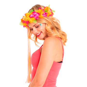 Hawaii blomsterband rosa/orange - onesize