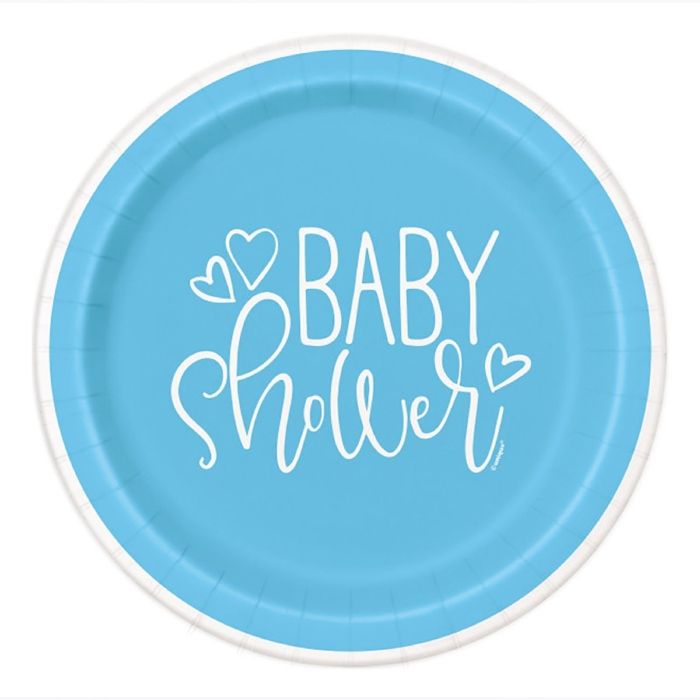 Babyshower papptallrikar pojke blå 8x