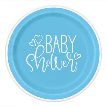 Babyshower papptallrikar pojke blå 8x