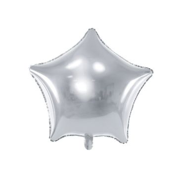 Metallisk silver stjärnfolieballong - 48 cm