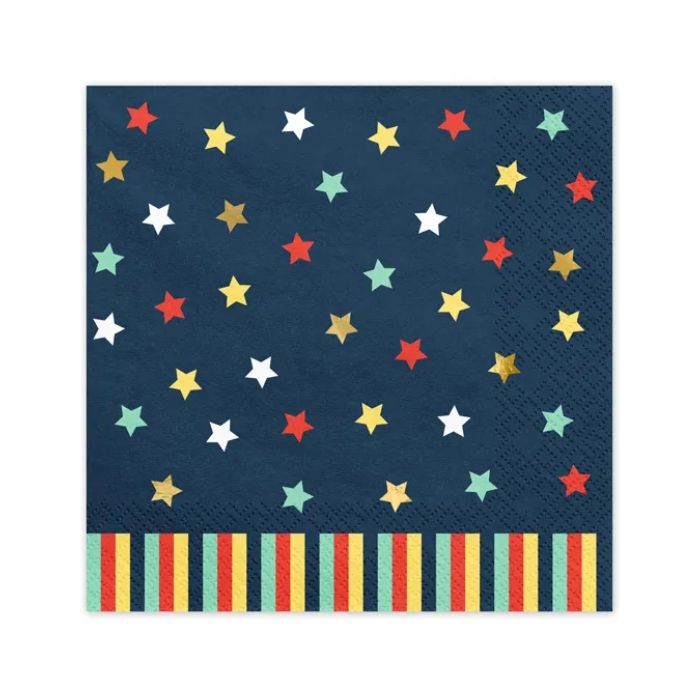 Napkin blå med stjärnor 12x - 33x33 cm